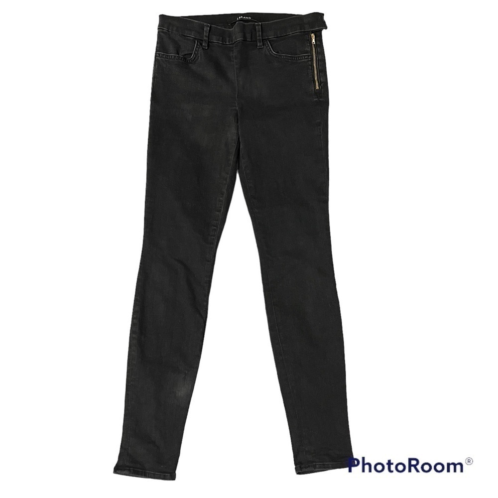 J BRAND Camille Piano Black Skinny Jeans with Side Zip Size 26
